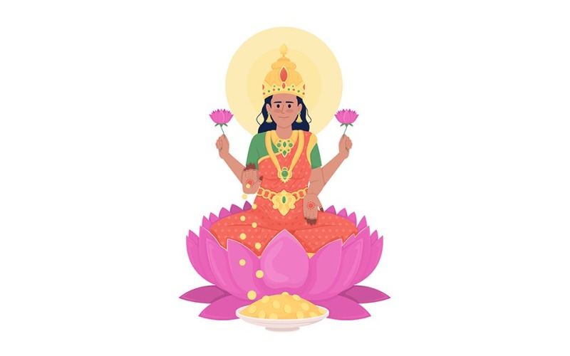 拉克希米女神半平面彩色矢量字符