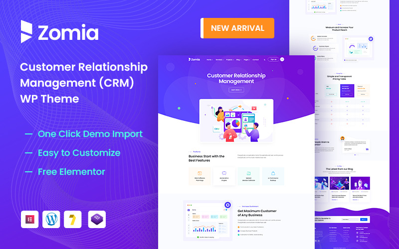 Zomia - Tema WordPress Elementor para Software de CRM