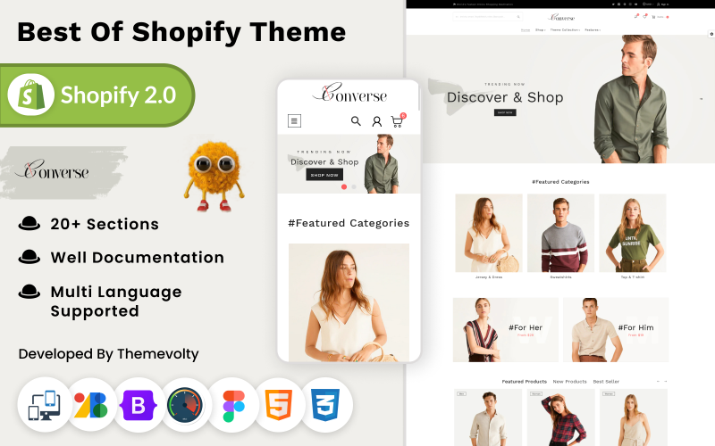 Converse Mega Style — минималистичная мода Shopify 2.0 Адаптивная тема