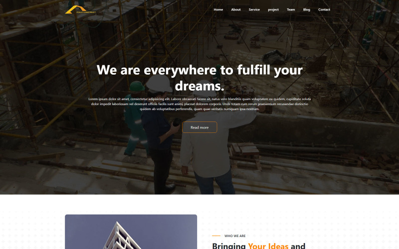 Folly - Construction Landing Page Template Free
