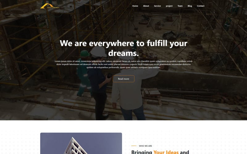Folly - Modèle de page de destination de construction gratuit
