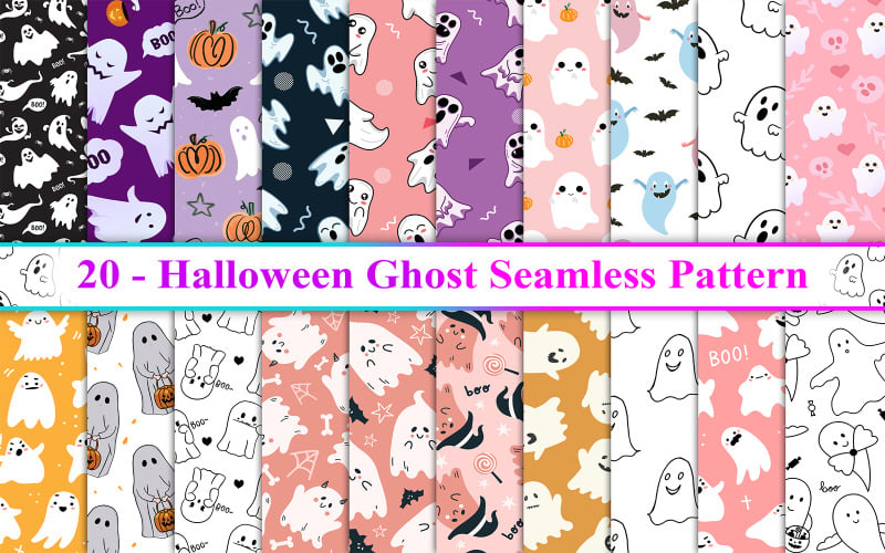 Halloween Ghost Seamless Pattern, Ghost Seamless Pattern, Halloween Ghost Background