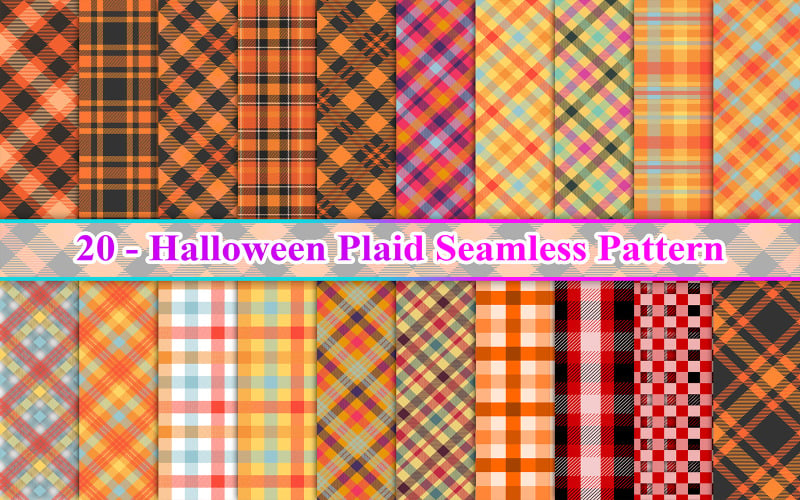 Halloween Plaid Seamless Pattern, Plaid Seamless Pattern, Plaid Background