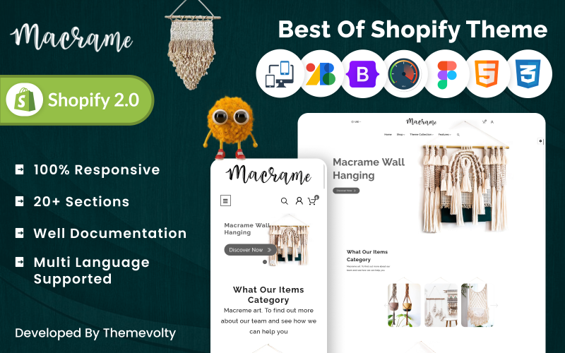Mackrame - ремісничий і художній магазин Shopify 2.0 адаптивний супермагазин