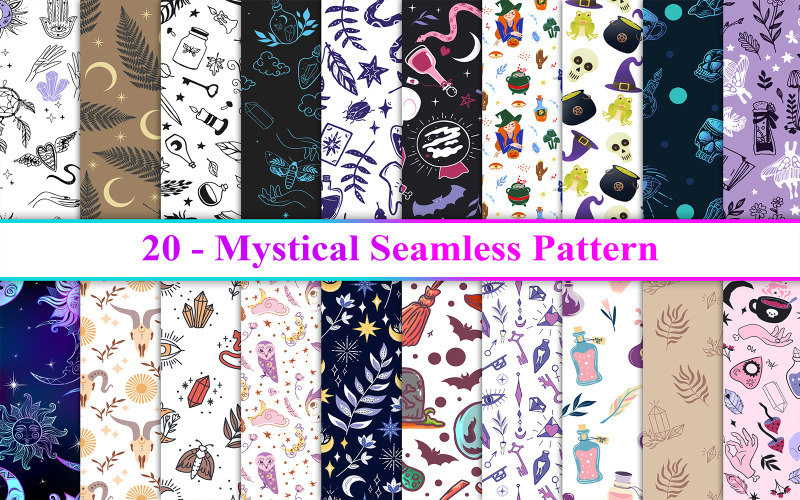 Mystical Seamless Pattern, Magical Seamless Pattern, Mystical Background