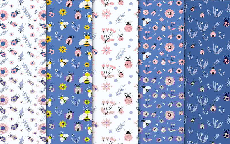 Design de vetor de coleção de padrões florais