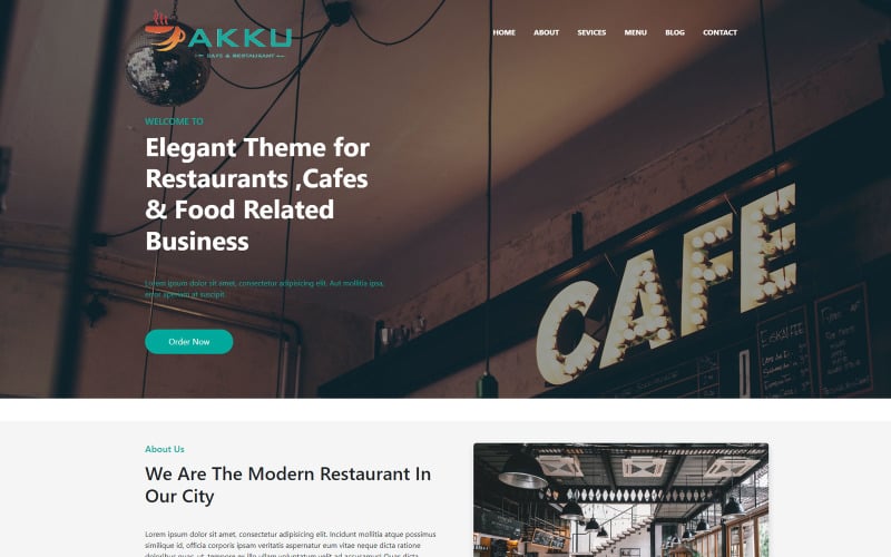 AKKU - Modèle de page de destination pour les cafés et restaurants