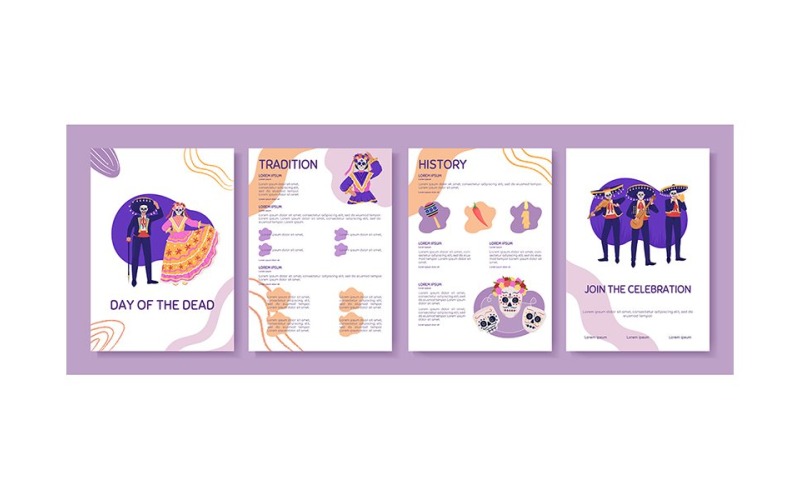 Dag van de Doden platte vector brochure sjabloon