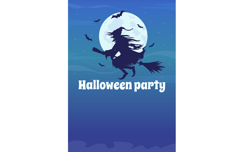 Festa a tema strega sul modello di banner vettoriale piatto di Halloween