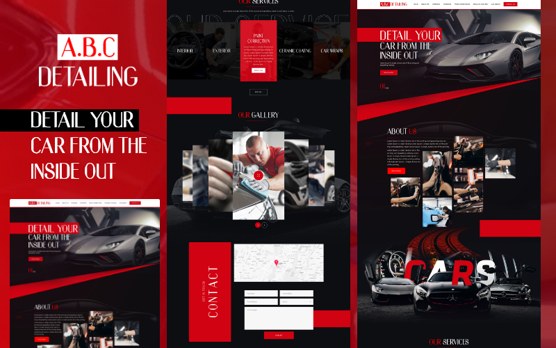 Interfaccia utente del servizio di dettaglio dell'auto Adobe Photoshop PSD gratuito