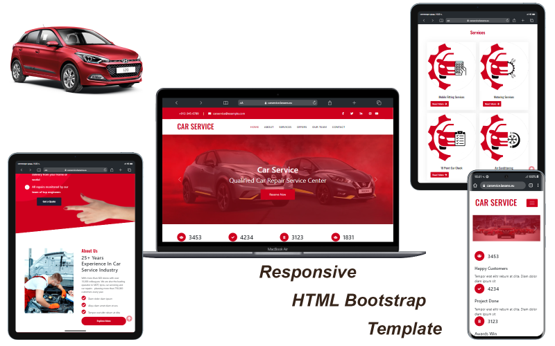 Modelos de serviço de carro - Bootstrap HTML responsivo