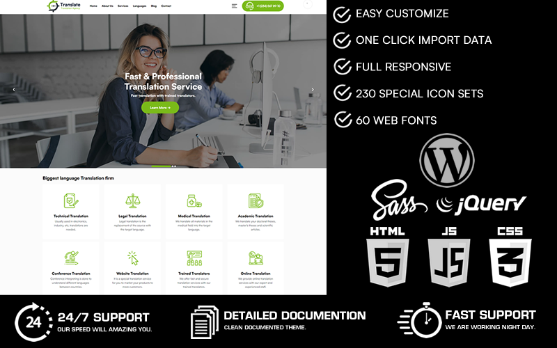 Translate — тема WordPress для бюро переводов