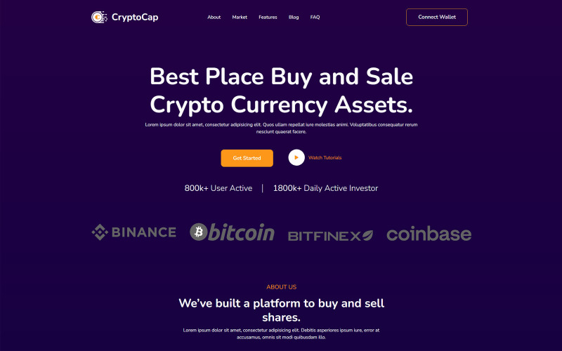CryptoCap - 加密货币登陆页面模板