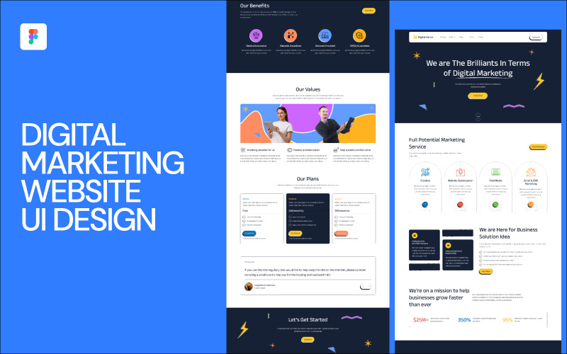 Diseño de interfaz de usuario de sitio web de marketing digital