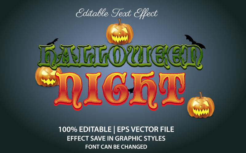 Halloween-Nacht bearbeitbarer Texteffekt, Grafikillustration