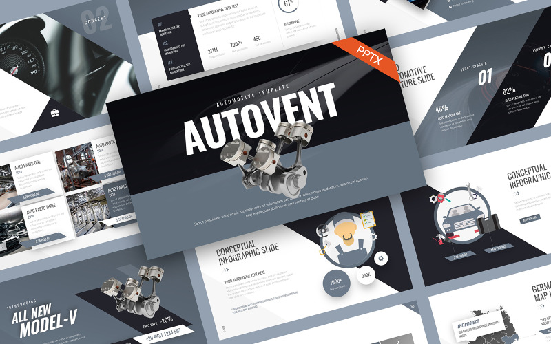Modelo de PowerPoint AutoVent Automotive