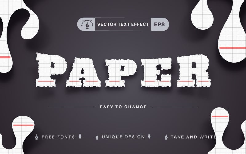 Torn Paper - Editable Text Effect, Font Style