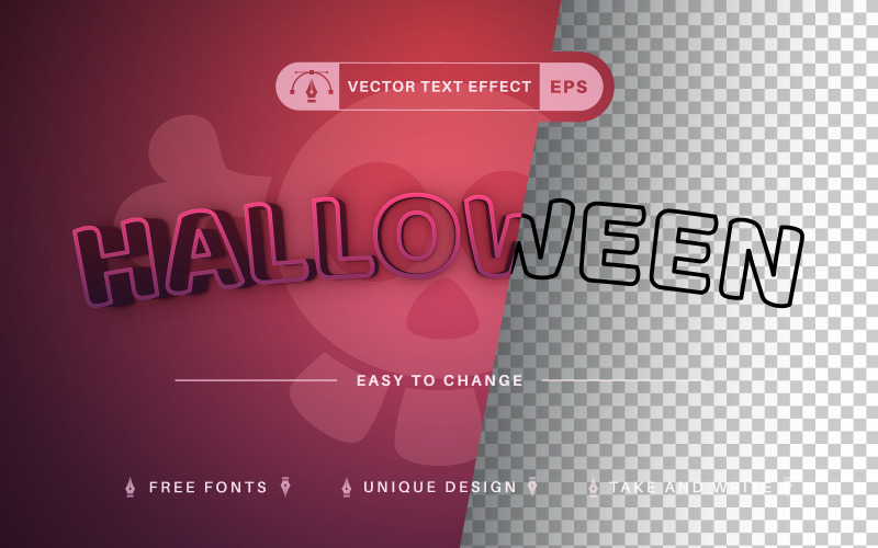 Halloween-lijn - bewerkbaar teksteffect, letterstijl