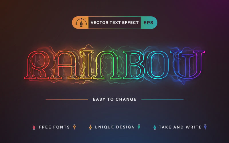 Rainbow Glow — edytowalny efekt tekstu, styl czcionki