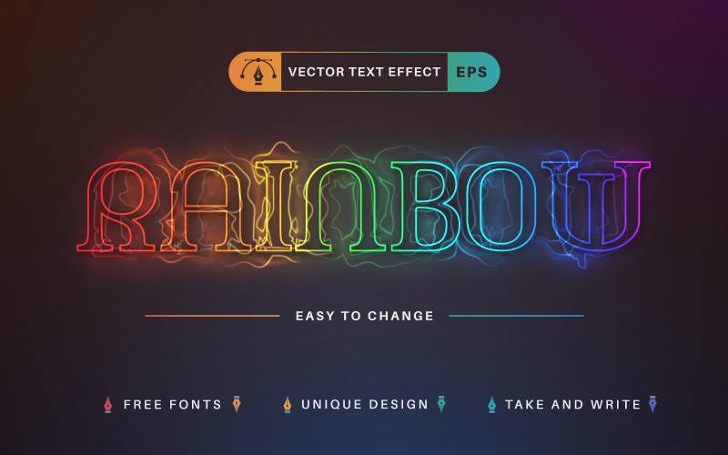 Rainbow Glow - Efecto de texto editable, estilo de fuente