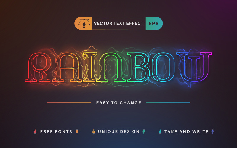 Rainbow Glow - Efeito de texto editável, estilo de fonte