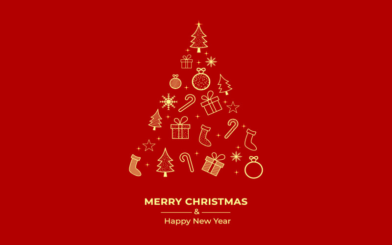Weihnachtsgeschenkkarte mit goldenem Baum
