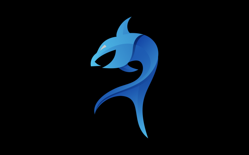 blauwe haai gradiënt logo sjabloon