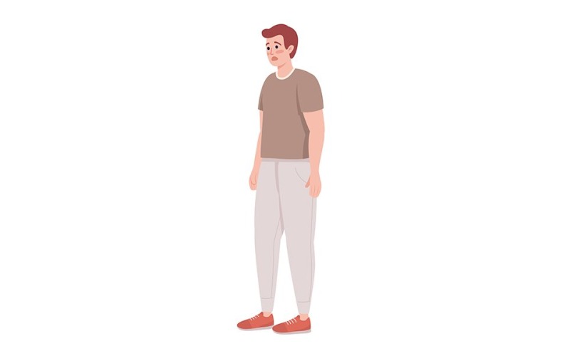 Personagem de vetor de cor semi plana de jovem chocante