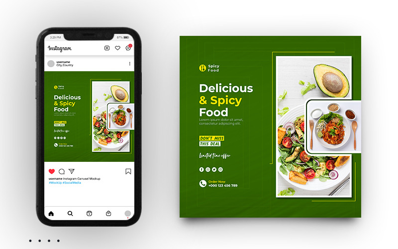 Pittig Restaurant Eten Promo Social Media Post Banner Template