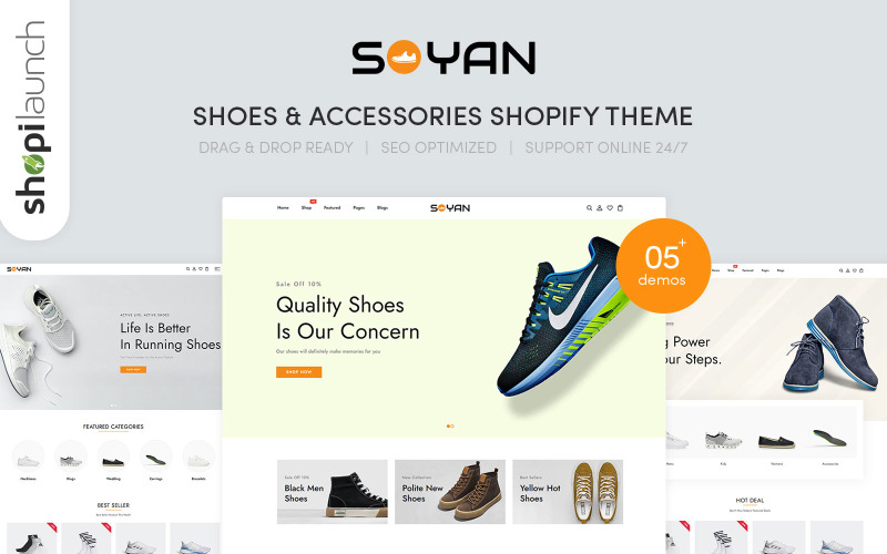 Soyan - Cipők és kiegészítők Reszponzív Shopify Themev