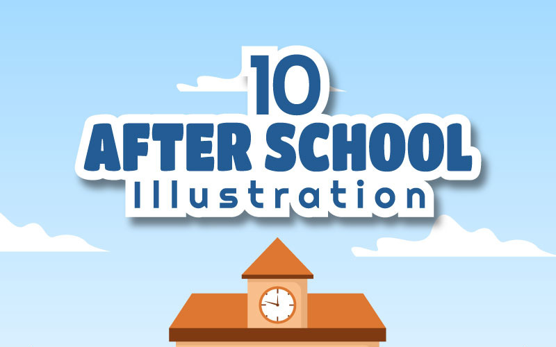 Ilustração de 10 alunos depois da escola
