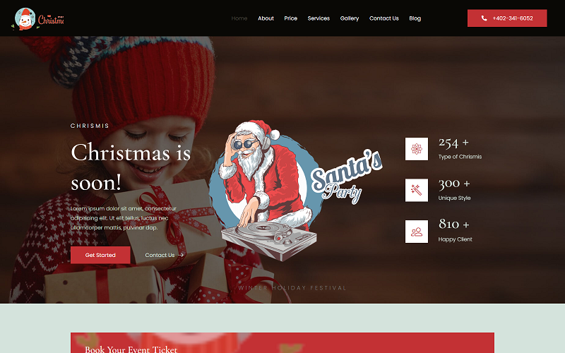 Vánoční přistání Wordpress Elementor šablony