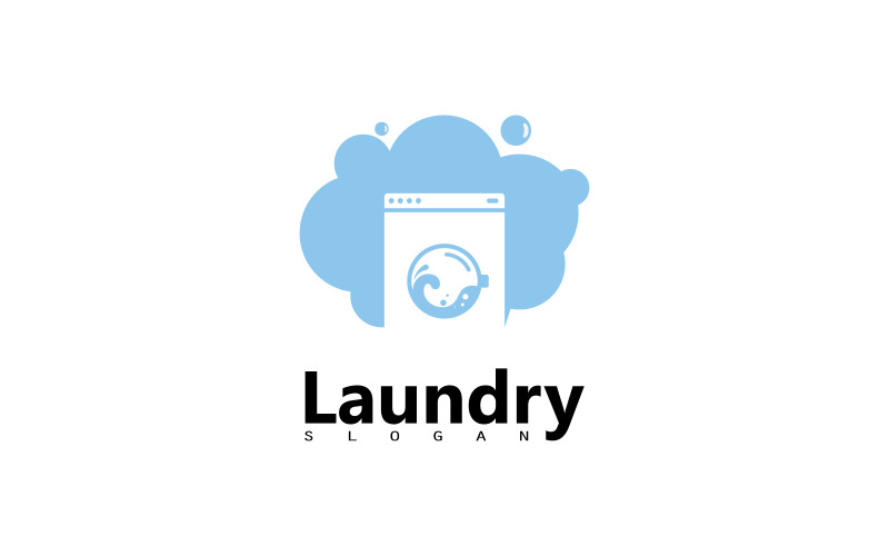 Çamaşır makinesi çamaşırhane simgesi logo tasarımı V1