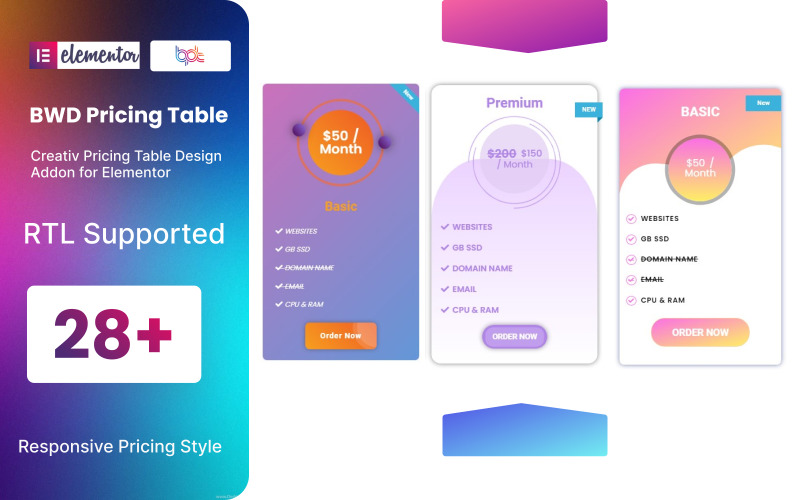 Elementor 的定价表 WordPress 插件