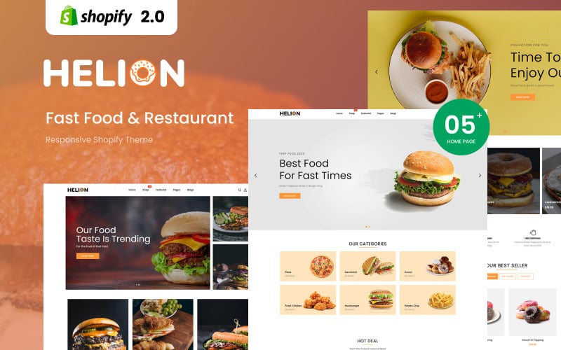 Helion - Responsywne motywy Shopify dla fast foodów i restauracji