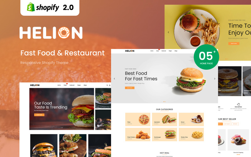 Helion - Thème Shopify réactif pour la restauration rapide et les restaurants