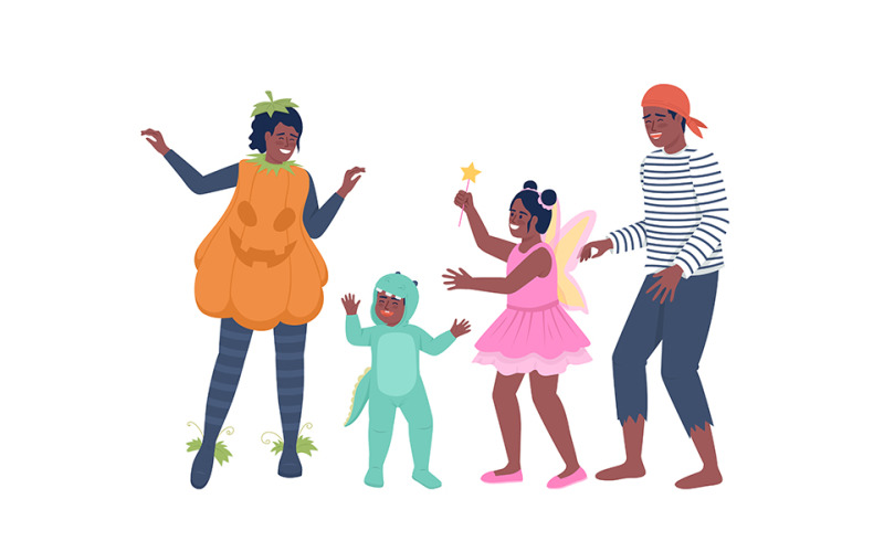 Interacción de miembros de la familia personajes vectoriales de color semiplano