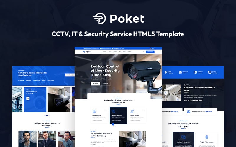 Poket — Шаблон веб-сайта, реагирующий на видеонаблюдение и безопасность
