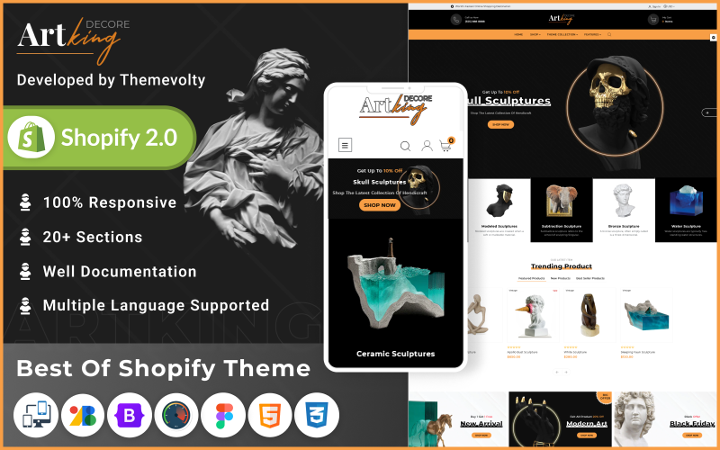 Rei da arte Mega arte – artesanato em cerâmica – presente Super Premium Responsive Shopify 2.0 Theme