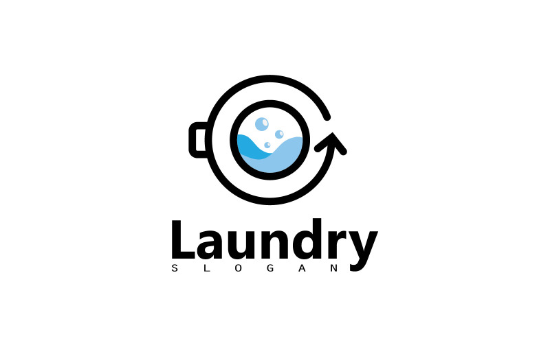 Wasmachine Wasserij pictogram logo ontwerp V8