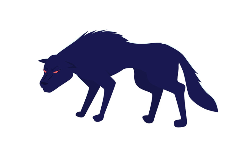 Wolf met rode ogen semi-egale kleur vectorkarakter