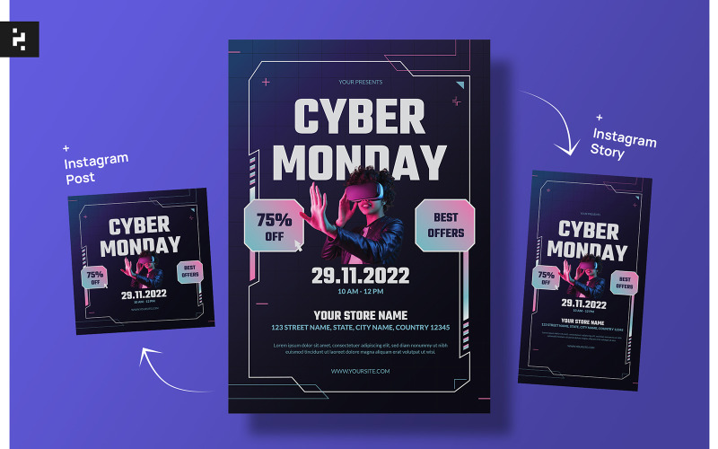 Modelo de Folheto de Cyber Monday