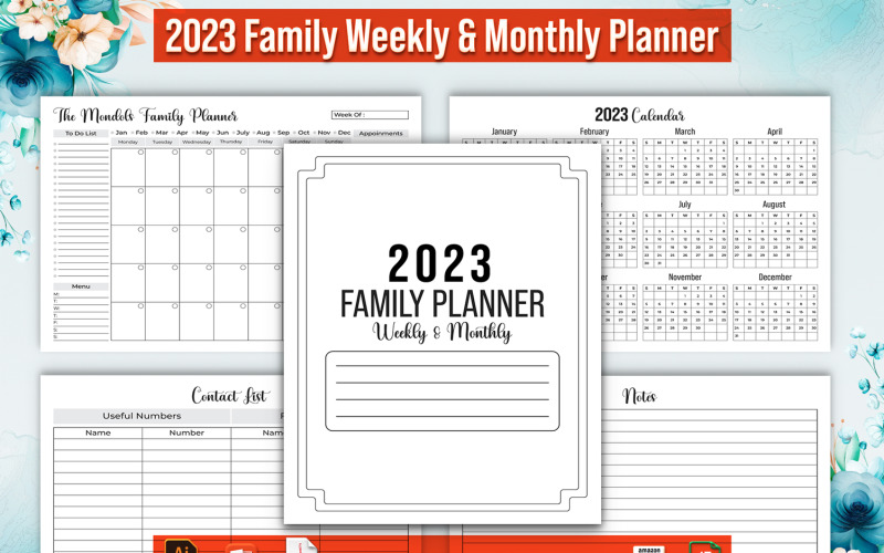 Planificador semanal y mensual familiar 2023