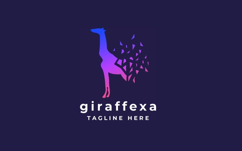 Шаблон профессионального логотипа жирафа Pixel