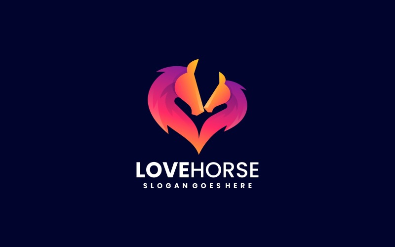 Gradientowe logo w stylu miłości konia