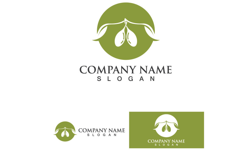 Logo de l'huile d'olive Nature Health Vector Design Template V17