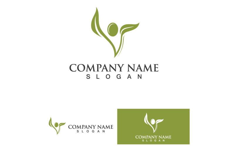 Logo de l'huile d'olive Nature Health Vector Design Template V25