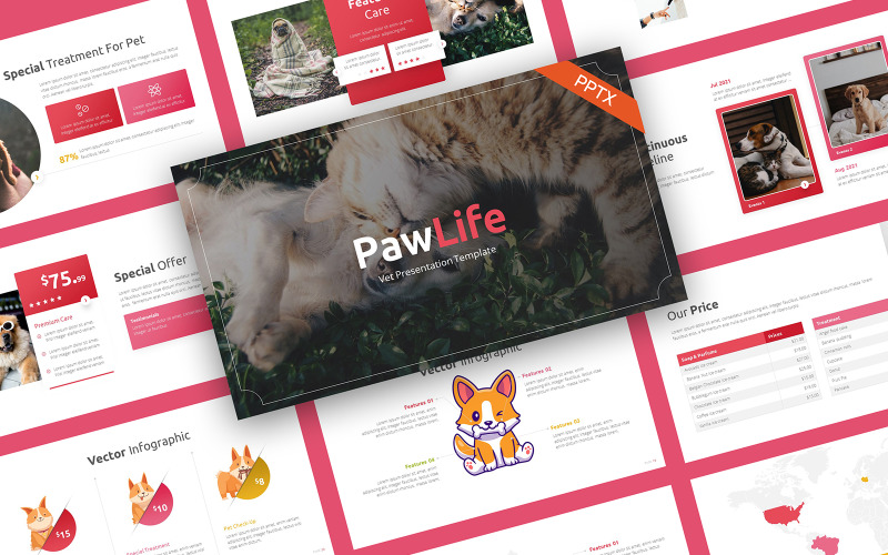 PawLife宠物护理PowerPoint模板