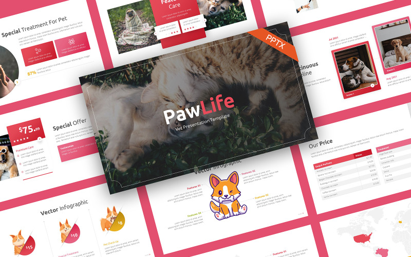 PawLife Pet Bakım PowerPoint Şablon