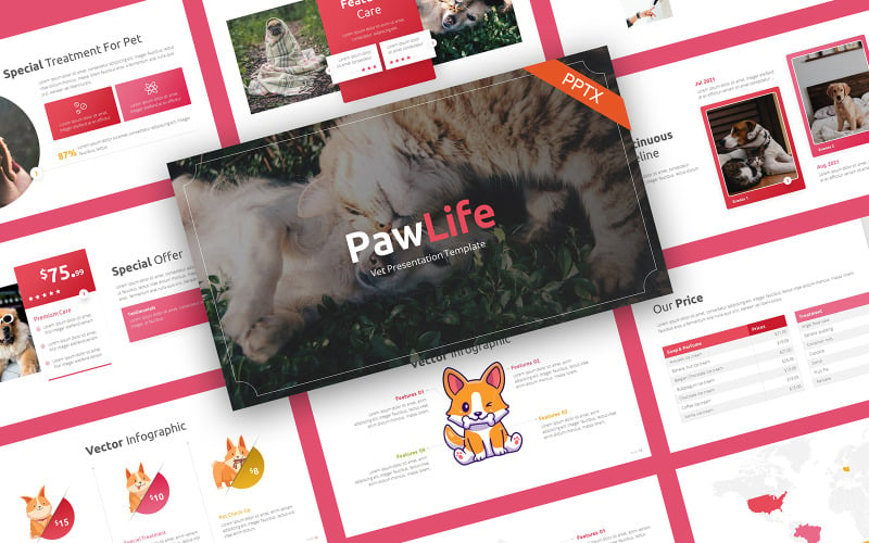 PawLife Pet Care PowerPoint šablony